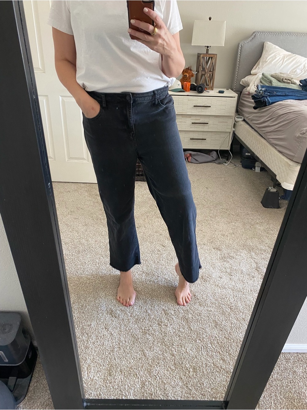 TALL Old Navy Black Cropped Straight-Leg Jeans